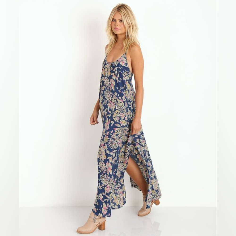 NEW Designer Stillwater Bohemian The Leather Back Long Maxi Dress SZ M $265